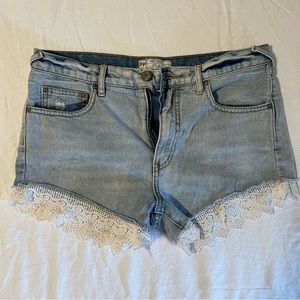 Free people lace hem shorts